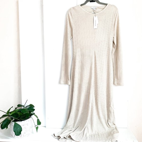 NWT topshop cream open back midi dress crew neck - Picture 3 of 7